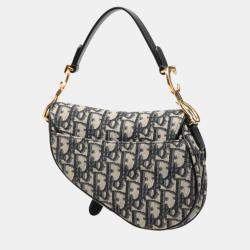 مملوكة مسبقًا حقيبة ديور سادل كانفس أوبليك زرقاء صغيرة