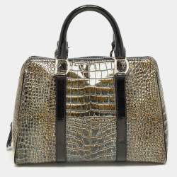 Pre Owned Dior Saddle Green/Black Crocodile Boston Bag