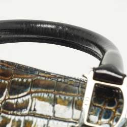 Pre Owned Dior Saddle Green/Black Crocodile Boston Bag