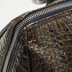 Pre Owned Dior Saddle Green/Black Crocodile Boston Bag