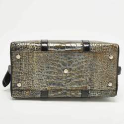 Pre Owned Dior Saddle Green/Black Crocodile Boston Bag