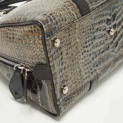 Pre Owned Dior Saddle Green/Black Crocodile Boston Bag