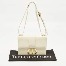 Pre Owned Dior 30 Montaigne Cream Leather Shoulder Bag