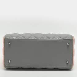 Pre Owned Dior Lady Dior Medium Multicolor Cannage Leather Tote