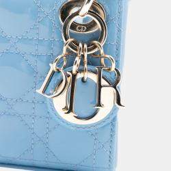 مملوكة مسبقًا Dior Blue Micro Patent Cannage Lady Dior