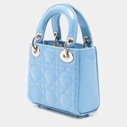 مملوكة مسبقًا Dior Blue Micro Patent Cannage Lady Dior