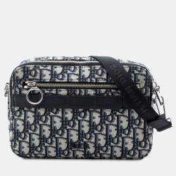 مملوكة مسبقًا حقيبة كروس بودي ديور سافاري قماش أزرق أوبليك