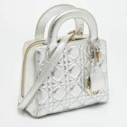 مملوكة مسبقًا Dior Lily Silver Cannage Leather Bag