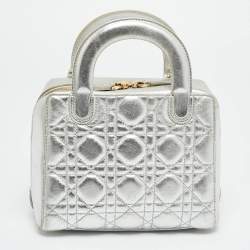 مملوكة مسبقًا Dior Lily Silver Cannage Leather Bag