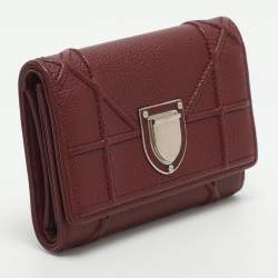 Pre Owned Dior Diorama Elancee Red Leather Trifold Wallet
