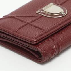 Pre Owned Dior Diorama Elancee Red Leather Trifold Wallet