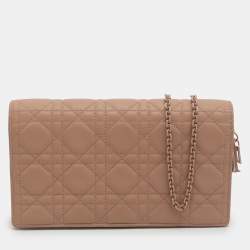 مملوكة مسبقًا Dior Lady Dior Matte Nude Pink Cannage Leather Pouch