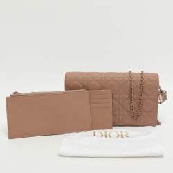 مملوكة مسبقًا Dior Lady Dior Matte Nude Pink Cannage Leather Pouch