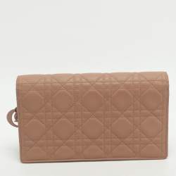 مملوكة مسبقًا Dior Lady Dior Matte Nude Pink Cannage Leather Pouch