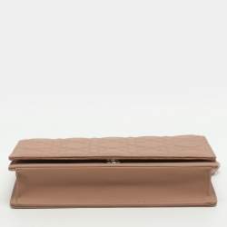 مملوكة مسبقًا Dior Lady Dior Matte Nude Pink Cannage Leather Pouch