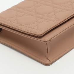 مملوكة مسبقًا Dior Lady Dior Matte Nude Pink Cannage Leather Pouch