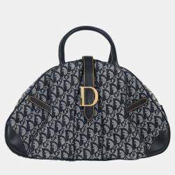 مملوكة مسبقًا Christian Dior Navy Double Saddle Trotter Handbag