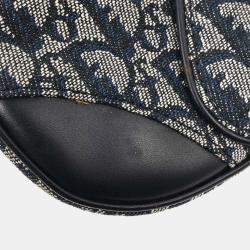 Pre Owned Christian Dior Navy Double Saddle Trotter Handbag