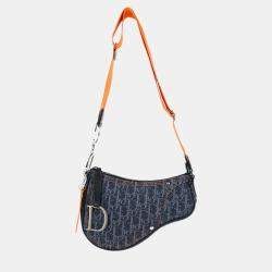 مملوكة مسبقًا Christian Dior Navy Denim Trotter Flight Saddle Shoulder Bag
