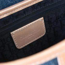 Pre Owned حقيبة سرج ديور جينز أزرق وردي بحري