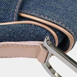 Pre Owned حقيبة سرج ديور جينز أزرق وردي بحري