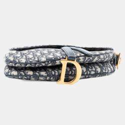 Pre Owned حقيبة سرج قماش ديور أزرق أوبليك