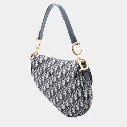 Pre Owned حقيبة سرج قماش ديور أزرق أوبليك