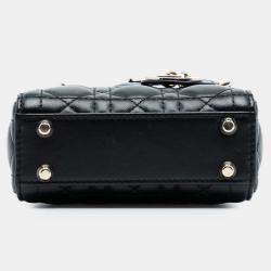 Pre Owned Dior Black Micro Lambskin Cannage Lady Dior