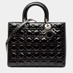 مملوكة مسبقًا Dior Black Large Patent Cannage Lady Dior