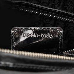 Pre Owned Dior Black Large Patent Cannage Lady Dior