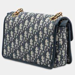 Pre Owned Dior Blue Oblique Canvas CD Lock Chain Flap Crossbody