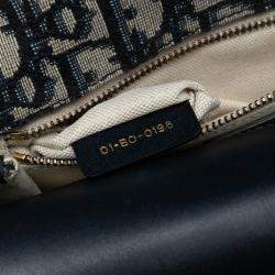 Pre Owned Dior Blue Oblique Canvas CD Lock Chain Flap Crossbody