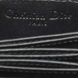 Pre Owned Dior Lady Dior Black Cannage Patent Leather Gusset Card Holder