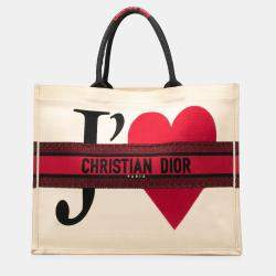 مملوكة مسبقًا حقيبة كتاب ديور جي تيام كانفاس مطرز كبير ديور ديورامور بيضاء