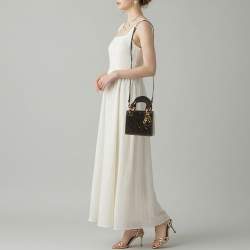 Pre Owned Dior Lady Dior Mini Black Cannage Patent Leather Tote