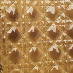 Pre Owned حقيبة يد ديور ليدي ديور كبيرة جلد لامع كاناج كريمي