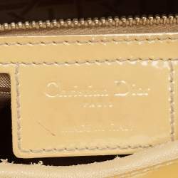 Pre Owned حقيبة يد ديور ليدي ديور كبيرة جلد لامع كاناج كريمي