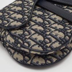 Pre Owned حقيبة ديور سادل قماش أوبليك أزرق بحري وجلد صغيرة