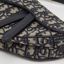 Pre Owned حقيبة ديور سادل قماش أوبليك أزرق بحري وجلد صغيرة