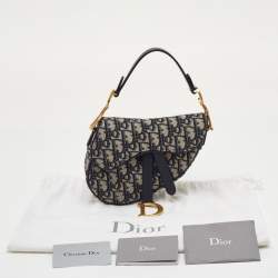 Pre Owned حقيبة ديور سادل قماش أوبليك أزرق بحري وجلد صغيرة