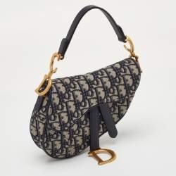 Pre Owned حقيبة ديور سادل قماش أوبليك أزرق بحري وجلد صغيرة