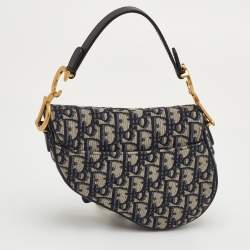 Pre Owned حقيبة ديور سادل قماش أوبليك أزرق بحري وجلد صغيرة