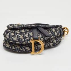 Pre Owned حقيبة ديور سادل قماش أوبليك أزرق بحري وجلد صغيرة