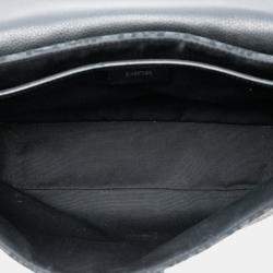 Pre Owned حقيبة ديور سدل مرسال قماش مائل أسود متوسط وجلد عجل محبب مع غطاء