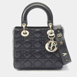 مملوكة مسبقًا Christian Dior Dior Lady Dior My Abcdior Lady Small Cannage Handbag Leather Black