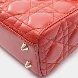 مملوكة مسبقًا Christian Dior Lady Dior My Abcdior Lady Small Cannage Handbag Leather Bordeaux