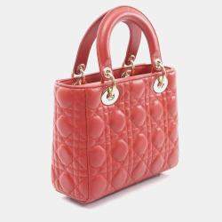 مملوكة مسبقًا Christian Dior Lady Dior My Abcdior Lady Small Cannage Handbag Leather Bordeaux