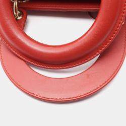 مملوكة مسبقًا Christian Dior Lady Dior My Abcdior Lady Small Cannage Handbag Leather Bordeaux