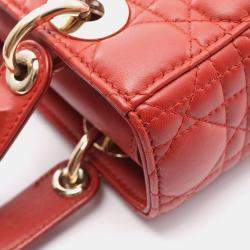 مملوكة مسبقًا Christian Dior Lady Dior My Abcdior Lady Small Cannage Handbag Leather Bordeaux