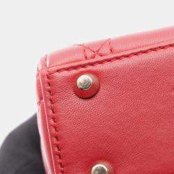 Pre Owned حقيبة كر يستيان ديور ليدي كاناج صغير جلد أحمر